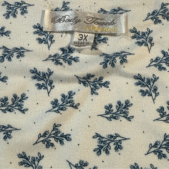 Body Touch Intimates Two Piece Pajama Set Sz 3X Cropped Pant Blue Floral Soft - Picture 10 of 13